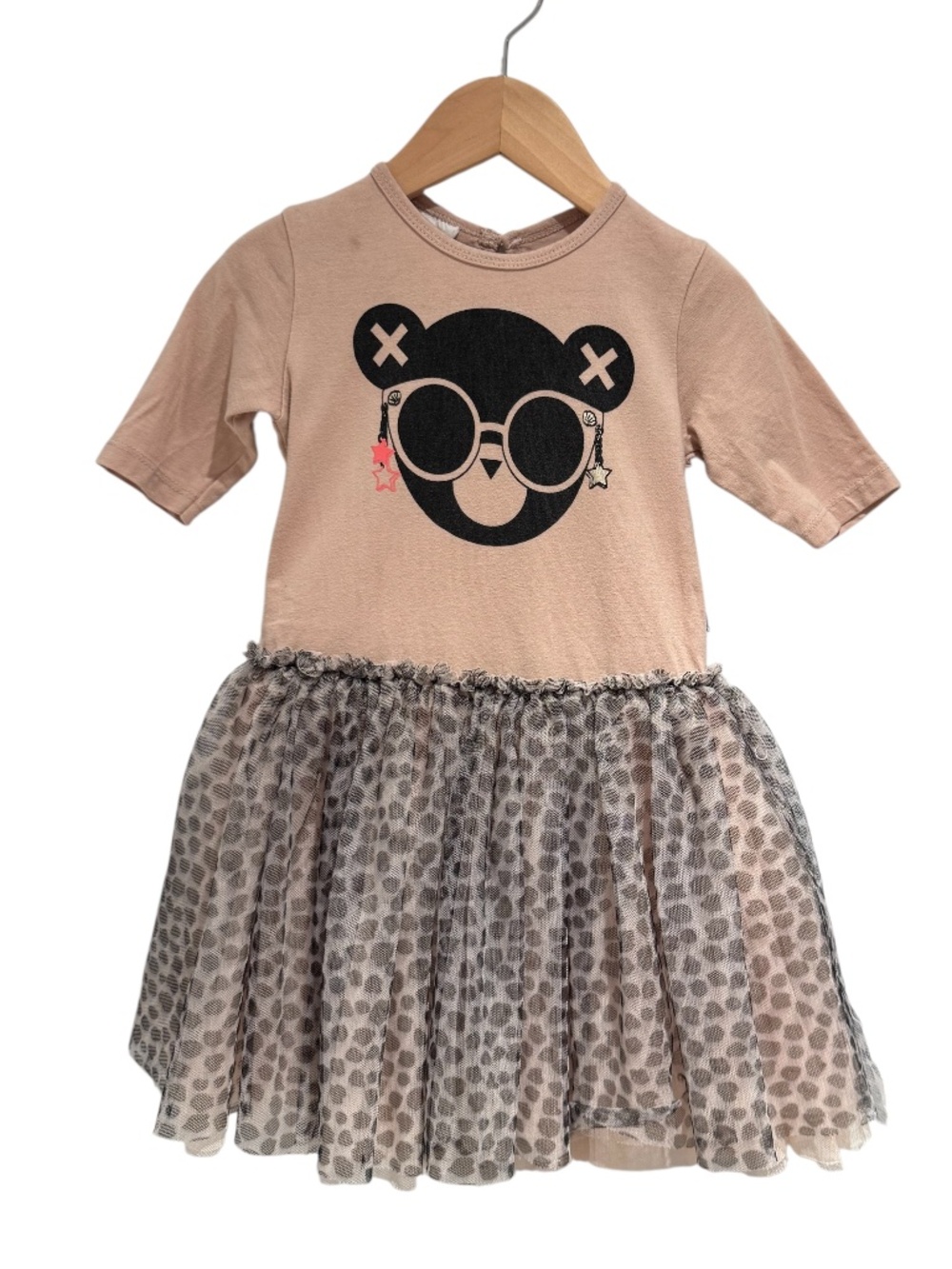 HUXBABY/HUX pink bear & animal print short sleeve tutu dress - size 3